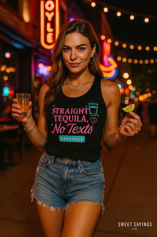 Straight Tequila No Texts Racerback Tank